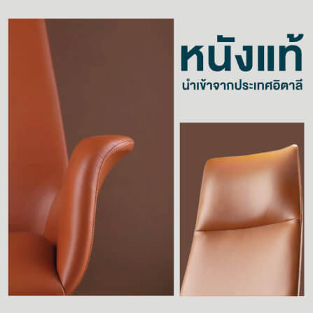 เก้าอี้ผู้บริหารหนังแท้ DF PROCHAIR รุ่น Rise Chair สีน้ำตาล_6